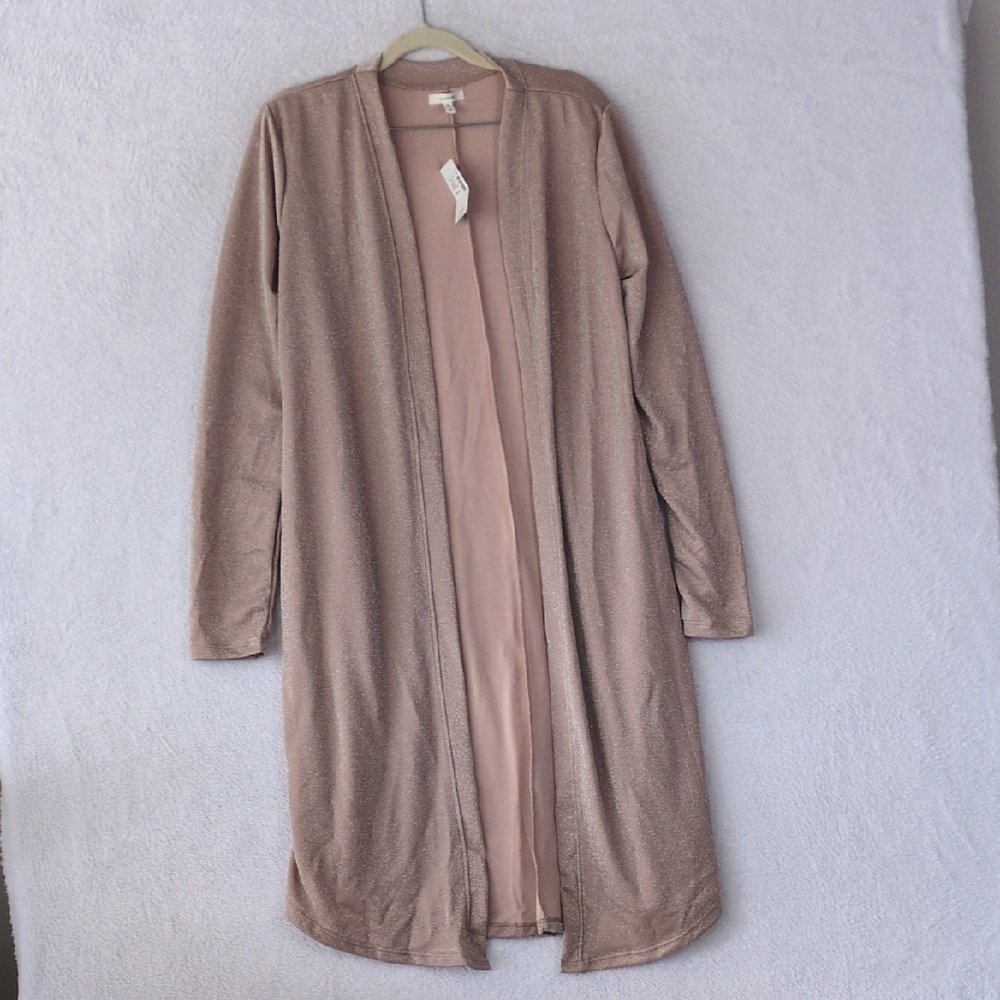 Maurices Women's Dusty Pink Sparkly Long Cardigan Size S